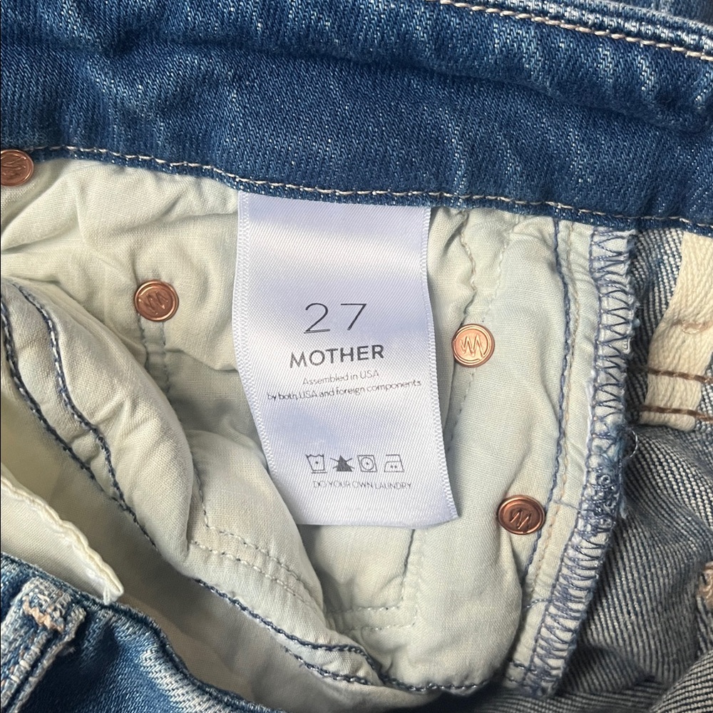 MOTHER High Waisted Looker Ankle Jeans Size 27 Gold Rush Baby Distressed Denim - Picture 9 of 11